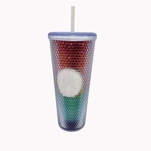 Starbucks 2020 Rainbow Pride Studded 24 oz Cold Cup Tumbler W/ Straw - New